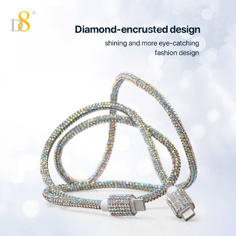 USB-C til USB-C Opladerkabel 60W – Diamantdesign Rainbow Shine – Hurtig Opladning 1M USB-C til USB-C Opladerkabel 60W – Diamantdesign Rainbow Shine – Hurtig Opladning 1M - Image 6