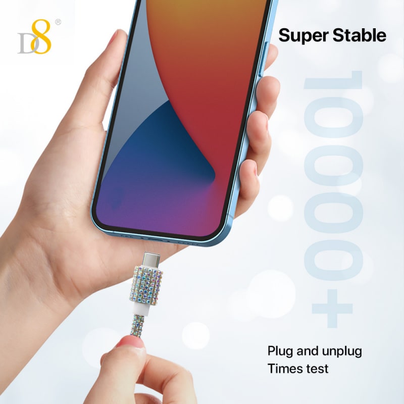 USB-C til USB-C Opladerkabel 60W – Diamantdesign Rainbow Shine – Hurtig Opladning 1M USB-C til USB-C Opladerkabel 60W – Diamantdesign Rainbow Shine – Hurtig Opladning 1M - Image 8