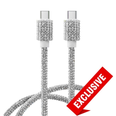 USB-C til USB-C Opladerkabel 60W – Diamantdesign Silver - 1M