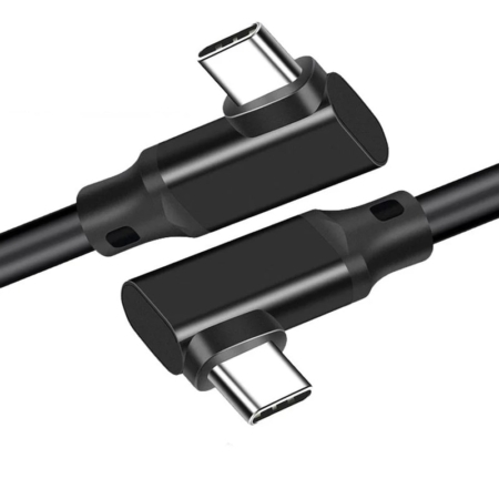 Vinklet USB-C til USB-C 3.2 Kabel. 20Gbps, 4K, 240W. 20 cm