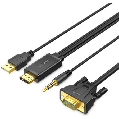 High Quality HDMI til VGA kabel m audio tilslutning og chip