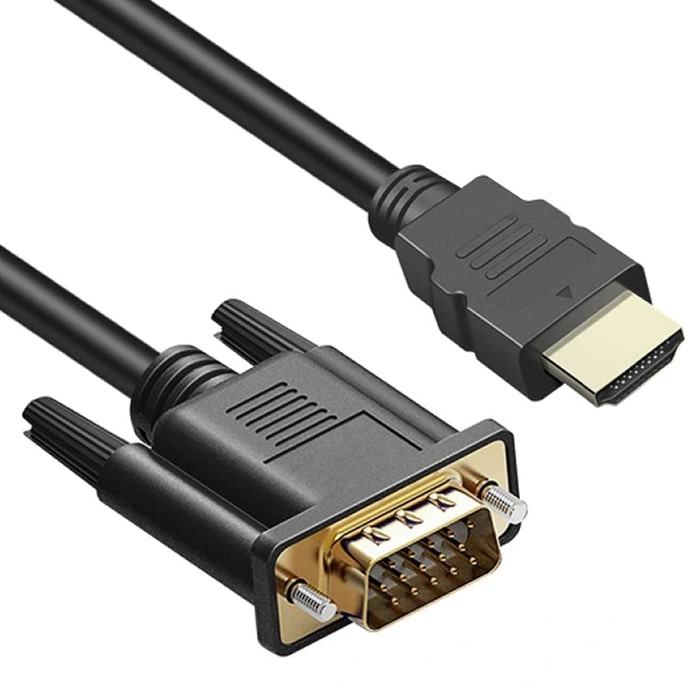 HDMI til VGA kabel. Guldbelagte stik og CS5210 modchip. 1.8m. Sort