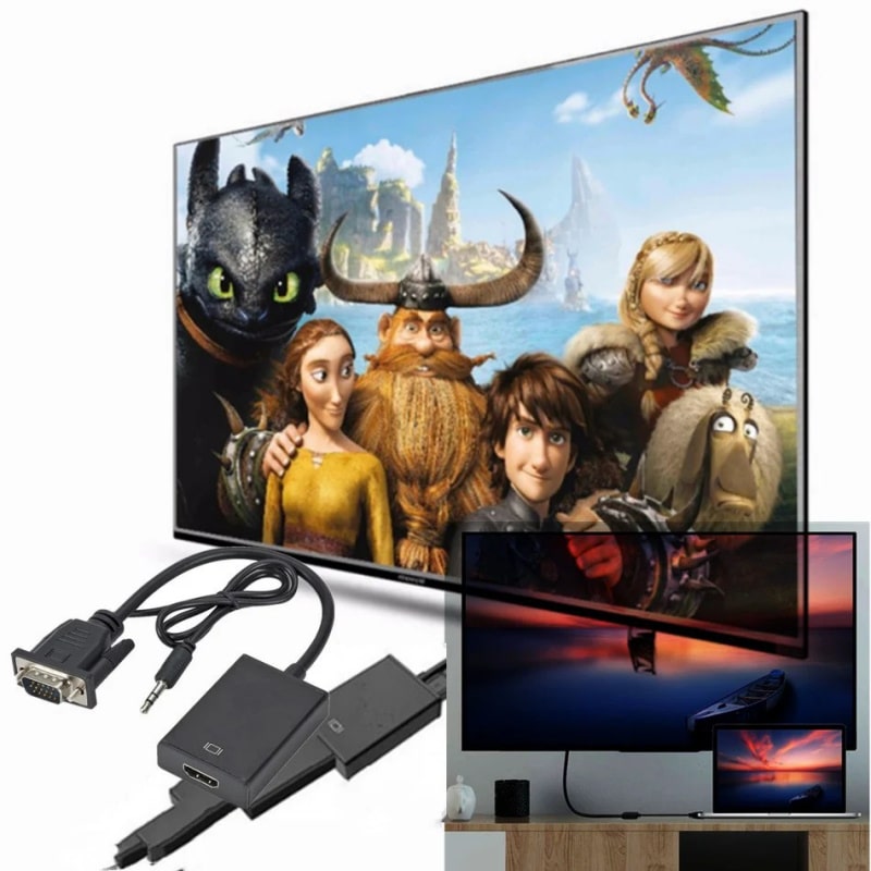 VGA til HDMI Konverter med Lyd. Plug & Play, 1080p HD, USB-strøm VGA til HDMI Konverter med Lyd. Plug & Play, 1080p HD, USB-strøm - Billede 8
