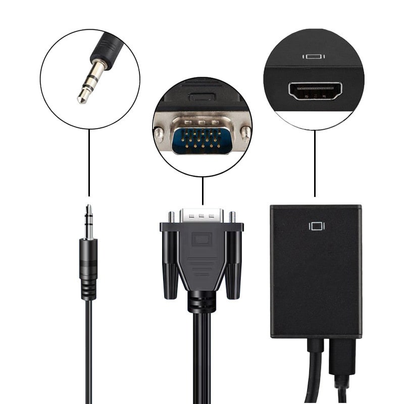 VGA til HDMI Konverter med Lyd. Plug & Play, 1080p HD, USB-strøm VGA til HDMI Konverter med Lyd. Plug & Play, 1080p HD, USB-strøm - Billede 7