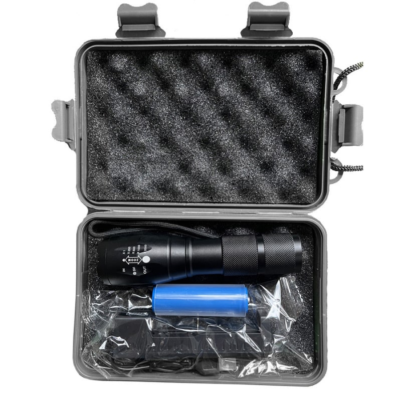 Ultraklar T6 teleskopisk alu-lommelygte. Lommelygte med Genopladeligt Batteri. 3,7V, 1200mAh Ultraklar T6 teleskopisk alu-lommelygte. Lommelygte med Genopladeligt Batteri. 3,7V, 1200mAh - Image 14