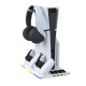 iPlay RGB Cooling Stand til PS5, PS5 Slim & PS5 Pro – Plads til Controllere & Headset - Hvid Mobil, PC og tablet tilbehør