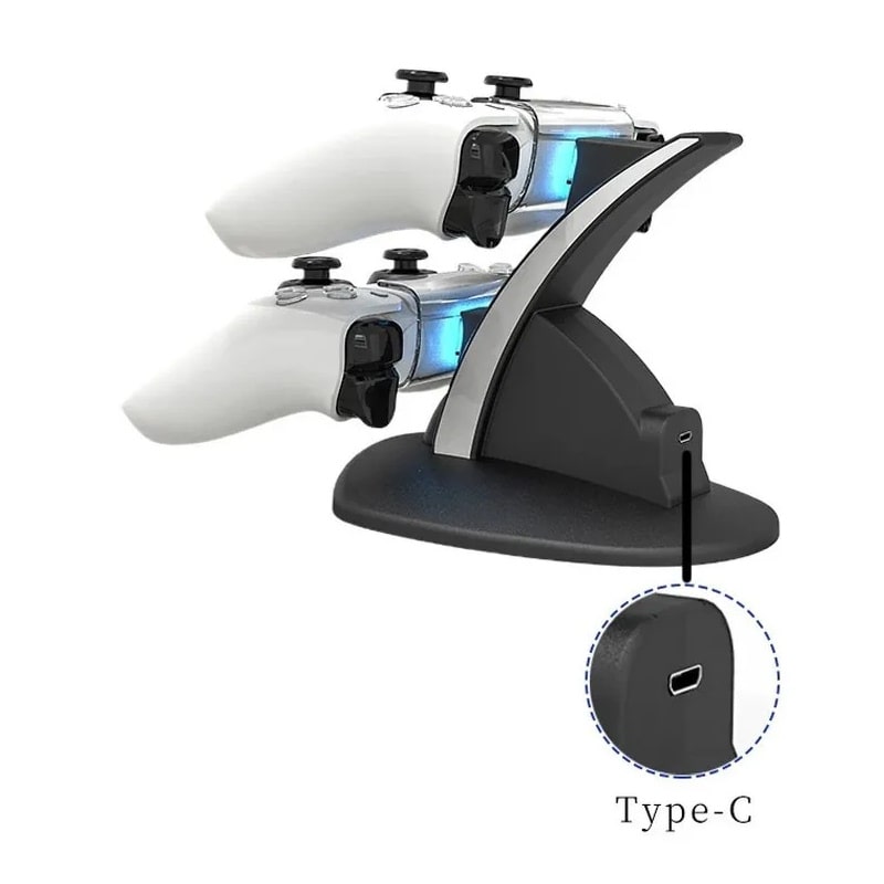 Dobe PS5 DualSense Controller Oplader Bluelight Charging Dock – Sort Dobe PS5 DualSense Controller Oplader Bluelight Charging Dock – Sort - Billede 2