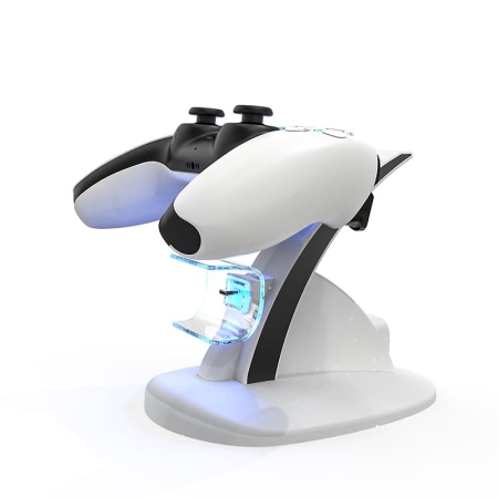Playstation 5 Controller dual charger. Bluelight Charging Dock. Hvid. Playstation 5 Bluelight Charging Dock. Fed opladestation.Hvid