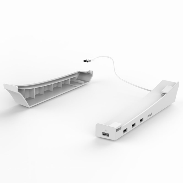 USB Hub og Horisontal stander Til PS5. Udvid til 4x USB porte. iPega. Hvid. - Image 3