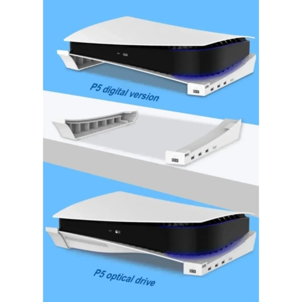 USB Hub og Horisontal stander Til PS5. Udvid til 4x USB porte. iPega. Hvid. - Image 4