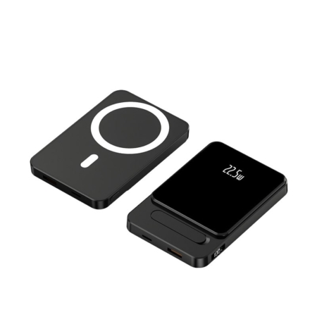 2-i-1 Magnetisk Powerbank. Trådløs & Superhurtig Powerbank. Sort