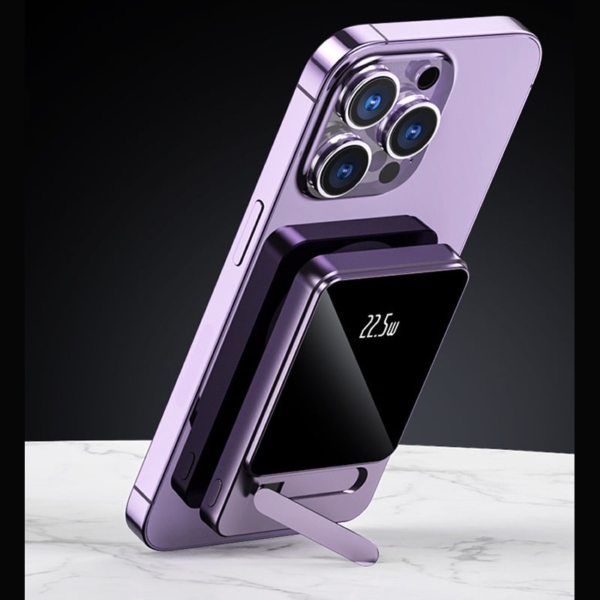 2-i-1 Magnetisk Powerbank. Trådløs & Superhurtig Powerbank. 10.000mAh, 15W/22.5W. Sort - Image 6