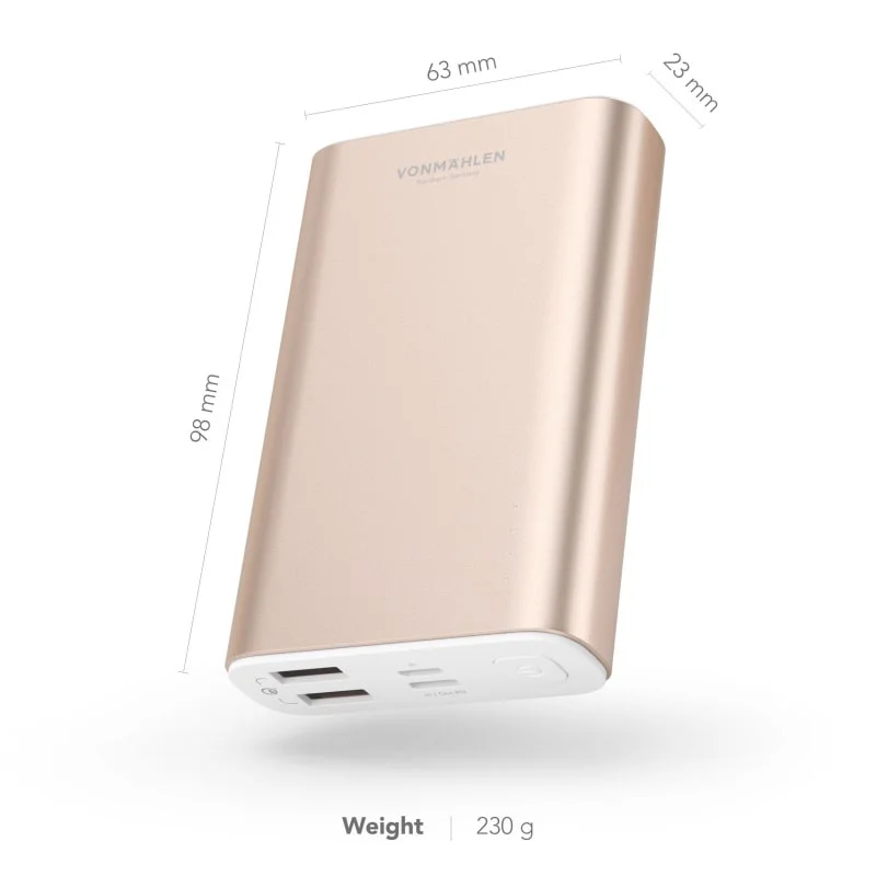 OUTLET: Vonmählen Evergreen Powerbank. Quick Charge 3.0. 10.000 mAh. Rose Gold. OUTLET: Vonmählen Evergreen Powerbank. Quick Charge 3.0. 10.000 mAh. Rose Gold. - Image 2