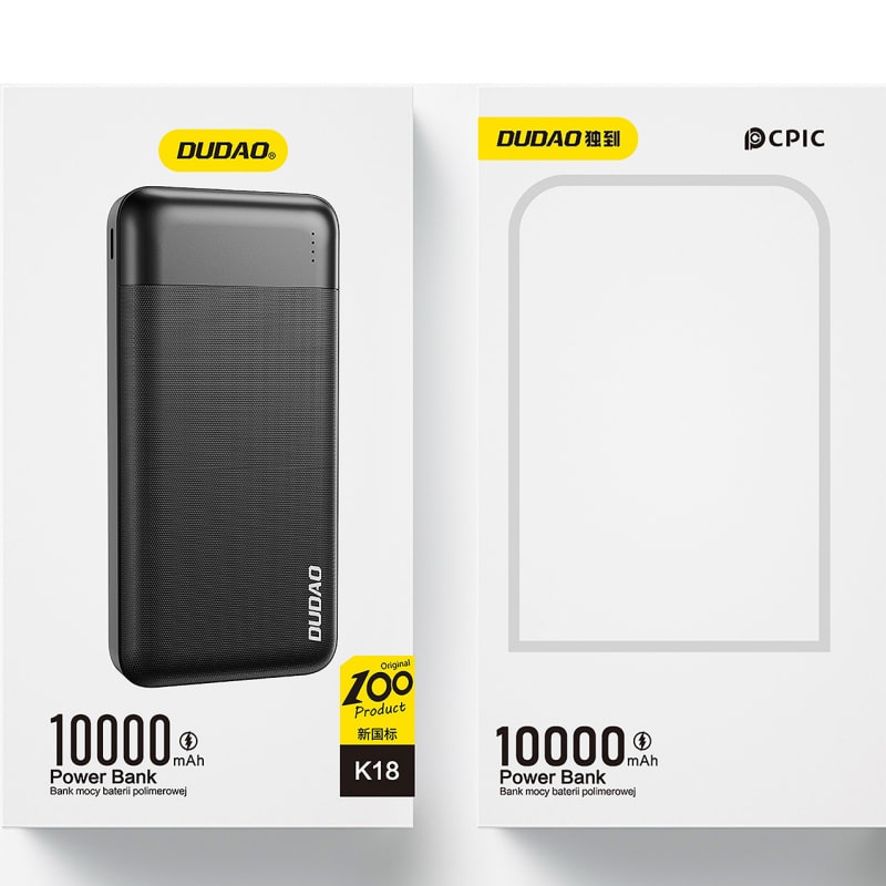 DUDAO K18 Powerbank på 10000mAh, 10Watt. Sort DUDAO K18 Powerbank på 10000mAh, 10Watt. Sort - Billede 3