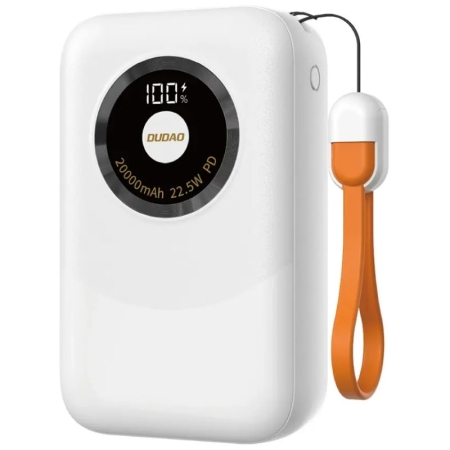 DUDAO K21Pro Mini Powerbank på 20000mAh, 22.5 Watt. Hvid