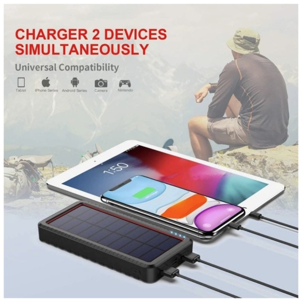 Dywill HX160S6 Powerbank med Solceller  og Indbygget Lommelygte. 26800 mAh - Image 3