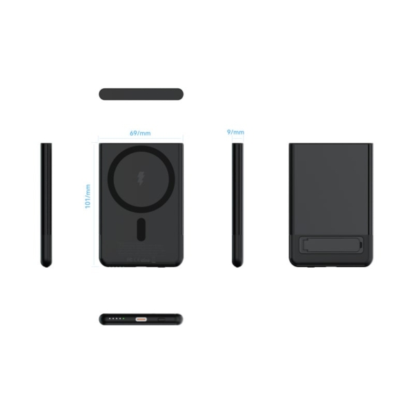 Magnetisk Ultra-Tynd Trådløs Powerbank. 5000mAh, 15W / 20W PD. Sort - Image 11