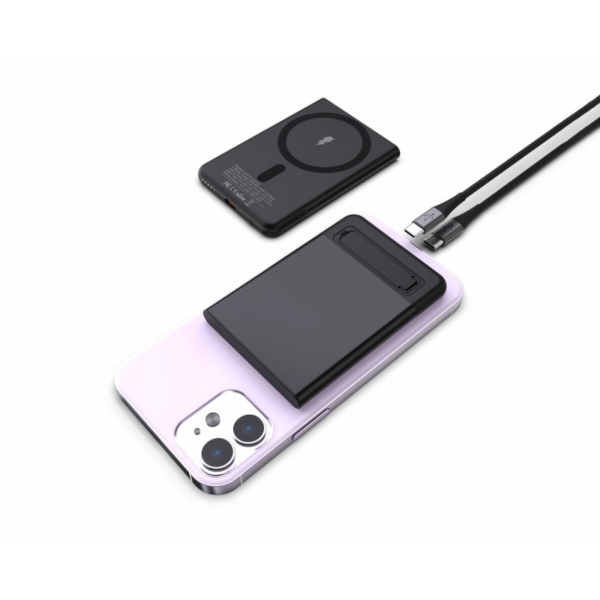 Magnetisk Ultra-Tynd Trådløs Powerbank. 5000mAh, 15W / 20W PD. Sort - Image 5