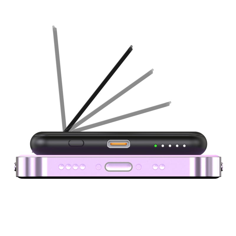 Magnetisk Ultra-Tynd Trådløs Powerbank. 5000mAh, 15W / 20W PD. Sort Magnetisk Ultra-Tynd Trådløs Powerbank. 5000mAh, 15W / 20W PD. Sort - Image 3