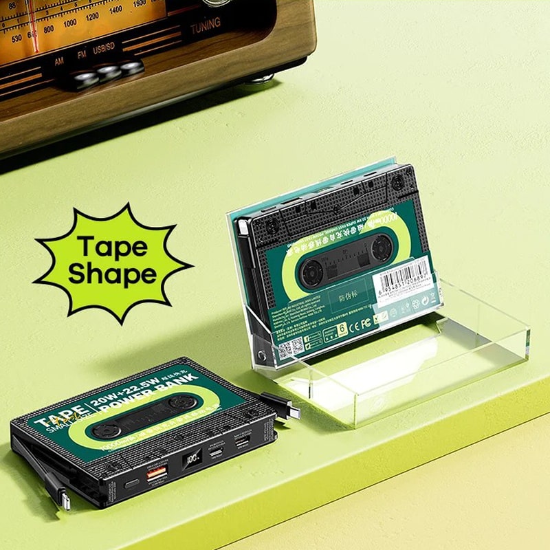 Remax RPP-533 retro kassettebånds Powerbank med USB-C samt lightning kabel. 10000mAh. Remax RPP-533 retro kassettebånds Powerbank med USB-C samt lightning kabel. 10000mAh. - Image 6