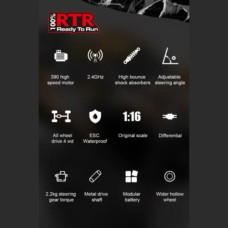 KF11 Master 4WD 1:16 High-speed Off-road Fjernstyret Bil. Inkl. Ekstra Batteri. KF11 Master 4WD 1:16 High-speed Off-road Fjernstyret Bil. Inkl. Ekstra Batteri. - Image 11