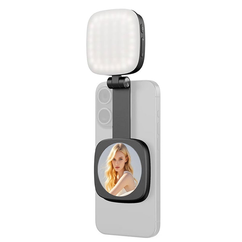 360° Justerbart LED-lys med Spejl. Perfekt Ring light til Video, Makeup, Selfies mm.