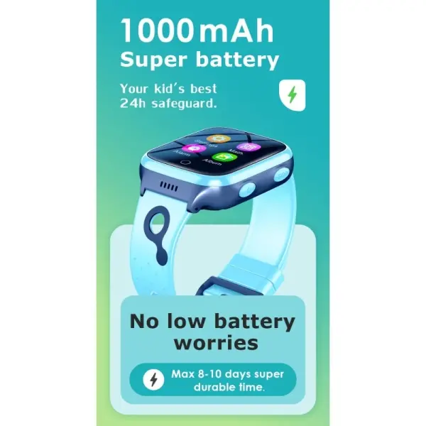 K9H Vandtæt GPS Smartwatch til børn med 4G. GPS-positionering, geo-hegn mm. Sort. - Image 10