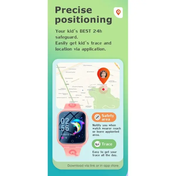 K9H Vandtæt GPS Smartwatch til børn med 4G. GPS-positionering, geo-hegn mm. Sort. - Image 9