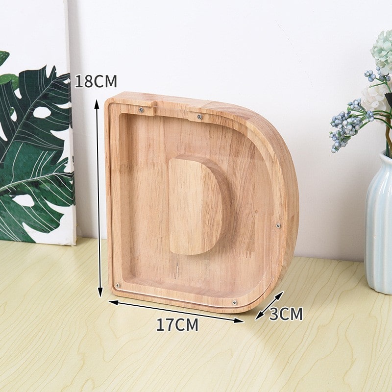 Flot Personlig Træbogstav Sparegris. Bogstav - D.