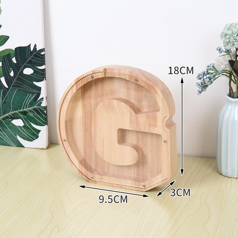 Flot Personlig Træbogstav Sparegris. Bogstav - G.