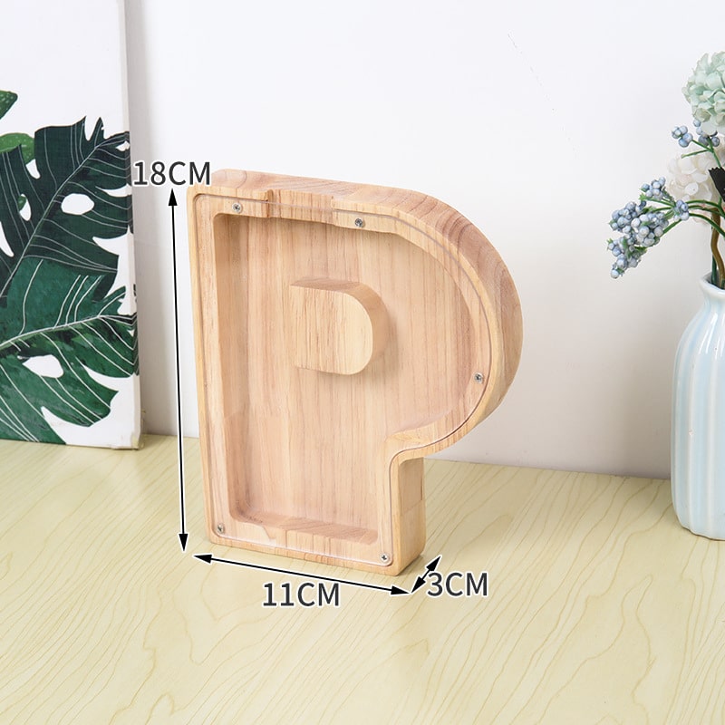 Flot Personlig Træbogstav Sparegris. Bogstav - P.