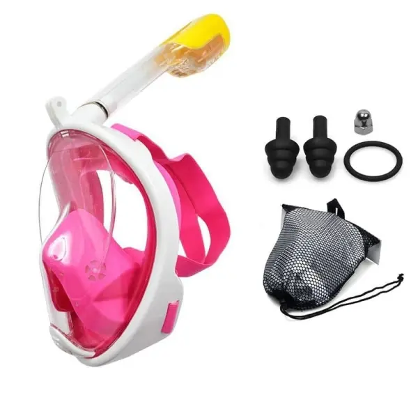 Full Face Dykkermaske med snorkel samt holder til aktivitetskamera. Pink. L/XL - Image 2