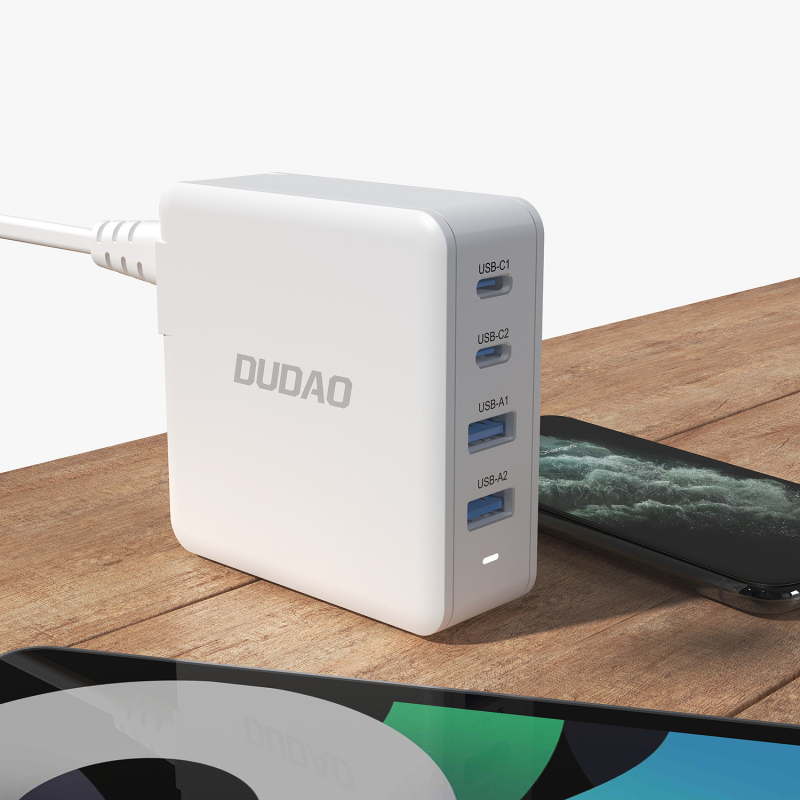 Dudao A100EU 100W Hurtigoplader med 4 porte – 2xUSB-C + 2xUSB-A til alle enheder (Hvid) Dudao A100EU 100W Hurtigoplader med 4 porte – 2xUSB-C + 2xUSB-A til alle enheder (Hvid) - Image 5