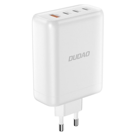 Dudao A140EU 140W GaN Oplader. 4 Porte 3xUSB-C+1xUSB-A. Hvid