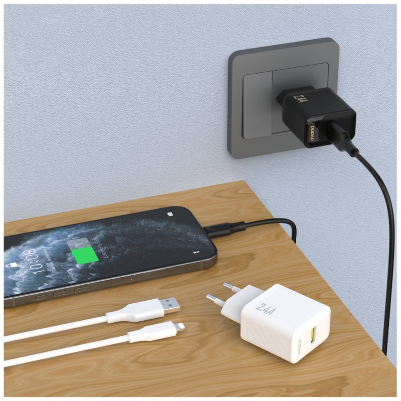 DUDAO A23L GaN 2.4A 12W USB oplader. Inkl. lightning kabel. Hvid DUDAO A23L GaN 2.4A 12W USB oplader. Inkl. lightning kabel. Hvid - Image 2