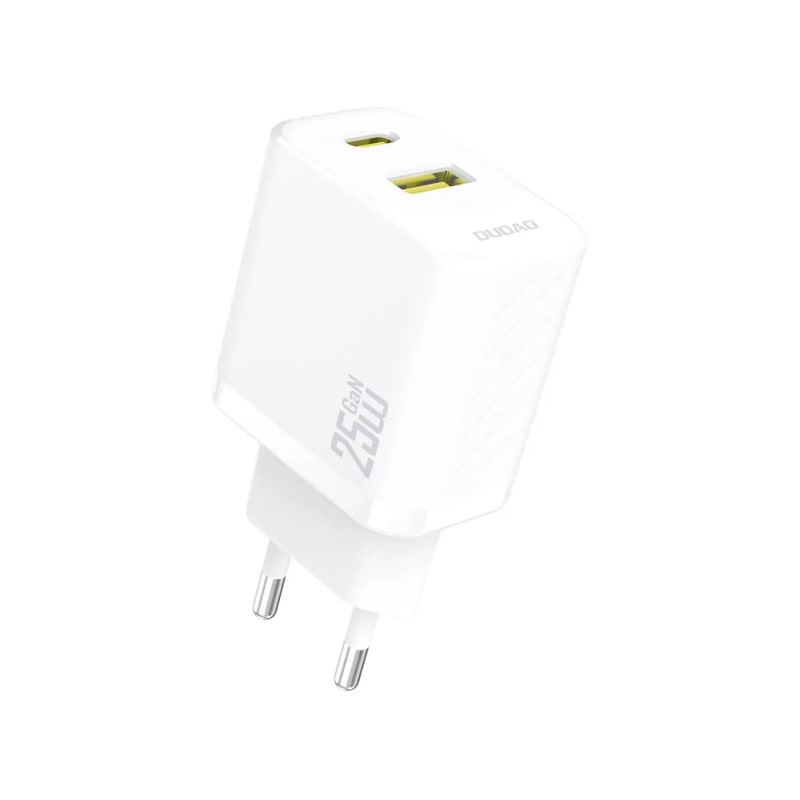 Dudao A26TC GaN 2.4A 25W Dual USB oplader. Inkl. USB-C kabel. Hvid Dudao A26TC GaN 2.4A 25W Dual USB oplader. Inkl. USB-C kabel. Hvid - Image 2