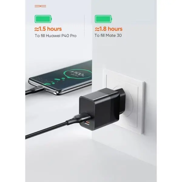 MCDODO Dual USB-C & USB-A oplader. PD 3.0. 20W. Sort. - Image 2