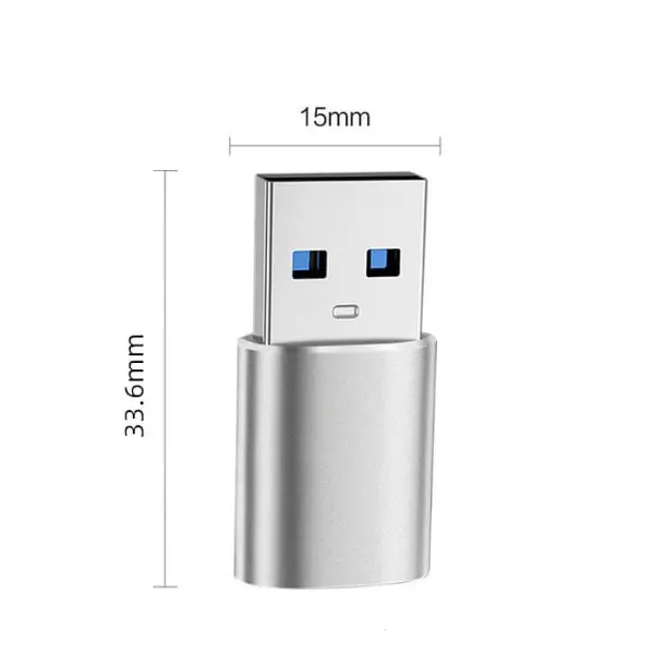 USB-A til USB-C Adapter. Silver. USB-A til USB-C Adapter. Silver. - Image 3