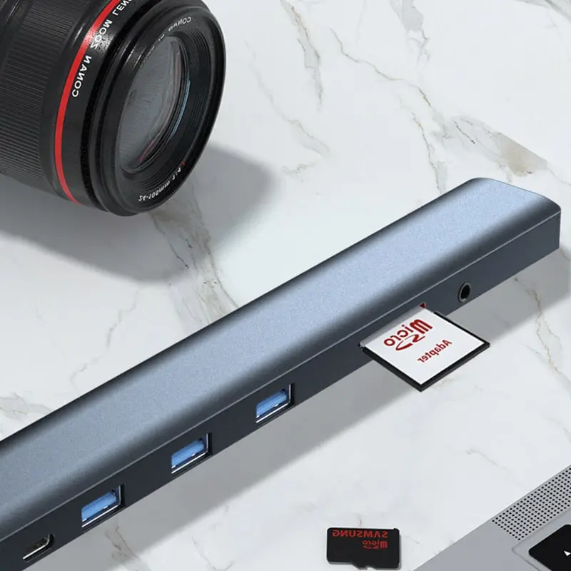 Aluminium 10 i 1 USB-C Hub og stander. USB-C PD 100W, 4K HDMI, 3xUSB 3.0, RJ45. 100W USB Dock. Aluminium 10 i 1 USB-C Hub og stander. USB-C PD 100W, 4K HDMI, 3xUSB 3.0, RJ45. 100W USB Dock. - Billede 6