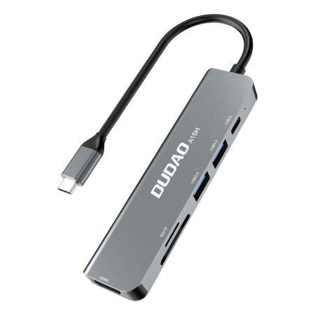 DUDAO A15H 6-i-1 USB-C Hub. HDMI 4K, SD-kort, USB 3.0 & 60W PD Dockingstation DUDAO A15H 6-i-1 USB-C Hub. HDMI 4K 60W Dockingstation