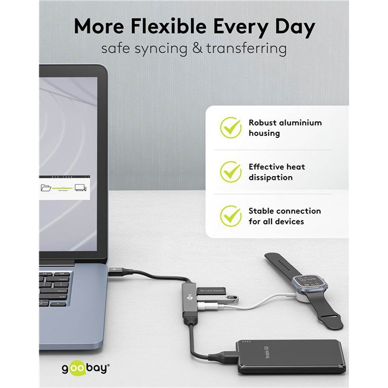 Goobay Slim 4-Port USB Hub. 3x USB-A + 1x USB-C Goobay Slim 4-Port USB Hub. 3x USB-A + 1x USB-C - Image 6