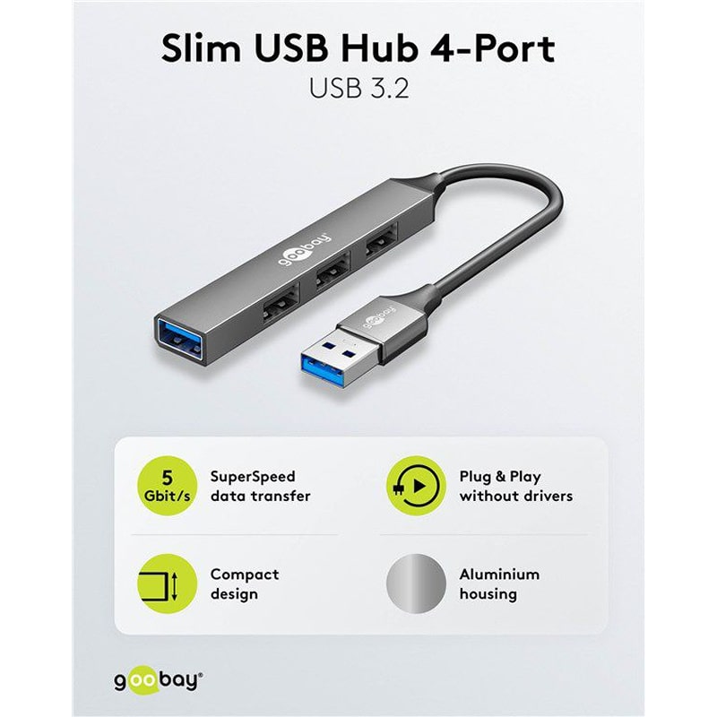 Goobay Slim 4-Port USB Hub. 3x USB-A + 1x USB-C Goobay Slim 4-Port USB Hub. 3x USB-A + 1x USB-C - Image 5