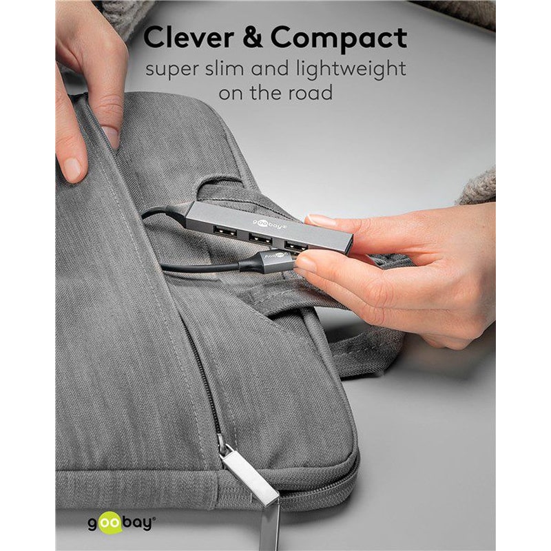 Goobay Slim 4-Port USB Hub. 3x USB-A + 1x USB-C Goobay Slim 4-Port USB Hub. 3x USB-A + 1x USB-C - Image 3