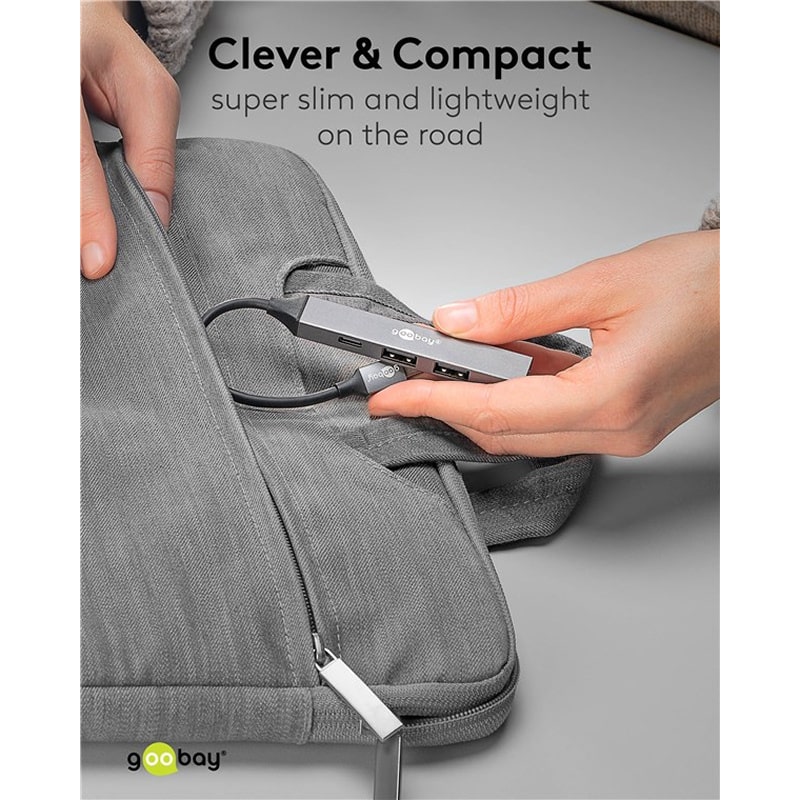 Goobay Slim 4-Port USB-C Hub. 1x USB 3.2 og 3x USB 2.0. Goobay Slim 4-Port USB-C Hub. 1x USB 3.2 og 3x USB 2.0. - Image 3