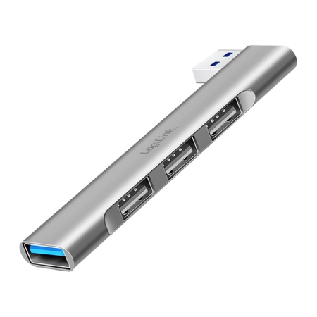 LogiLink Ultraslim USB 3.0 Hub – 4 porte USB til PC og Mac. Silver