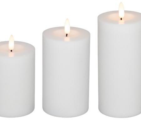 LED Bloklys med 3D Flamme – 3 Pak inkl. Fjernbetjening -Hvid Mobil, PC og tablet tilbehør