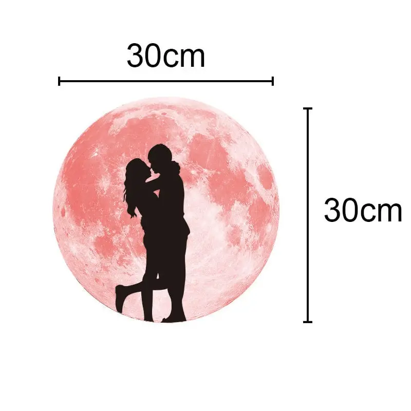 Stor selvlysende måne wallsticker. 30 cm. Et forelsket par. Lyserød. Stor selvlysende måne wallsticker. 30 cm. Et forelsket par. Lyserød. - Image 6