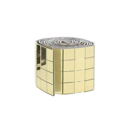 DIY Spejlmosaik i Ægte Glas – 1x1 cm Selvklæbende Mosaikfliser – 4x100 cm (400 fliser) – Gold Selvklæbende Spejlmosaik 1x1cm Glasfliser – Gold – 4x100 cm