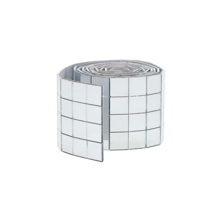 DIY Spejlmosaik i Ægte Glas – 1x1 cm Selvklæbende Mosaikfliser – 4x100 cm (400 fliser) – Silver Selvklæbende Spejlmosaik 1x1cm Glasfliser – Silver– 4x100 cm
