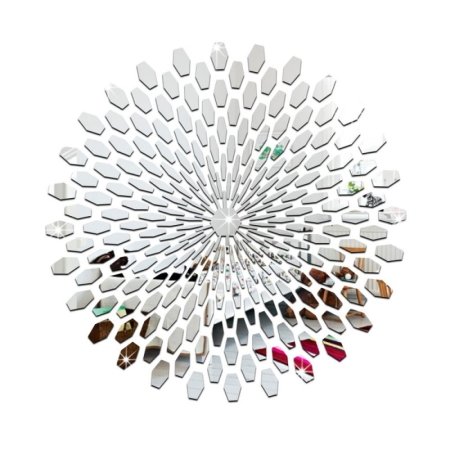 3D Spejl Wallsticker Solform – Akryl Vægdekoration. 225 stk - Silver